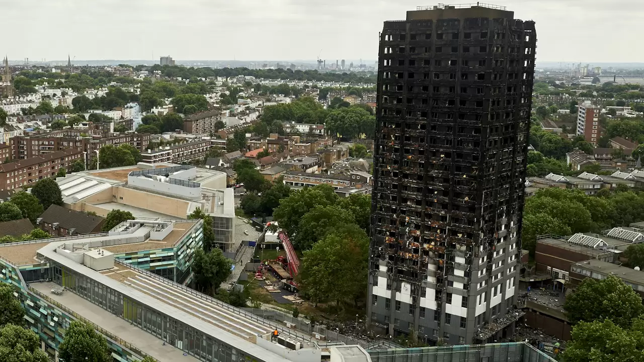 Grenfell Tower in London after burning