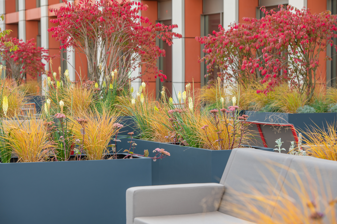 non-combustible steel planters for fire rated terraces