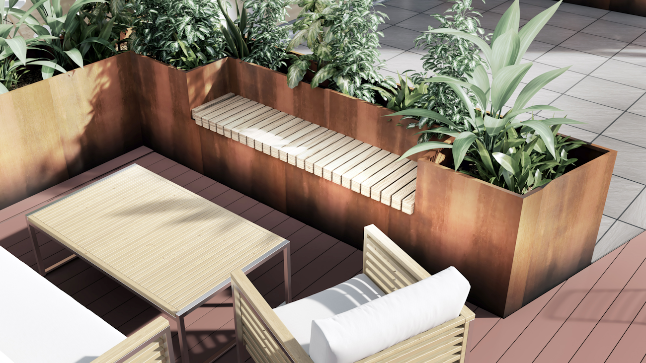 Integrated bench planter