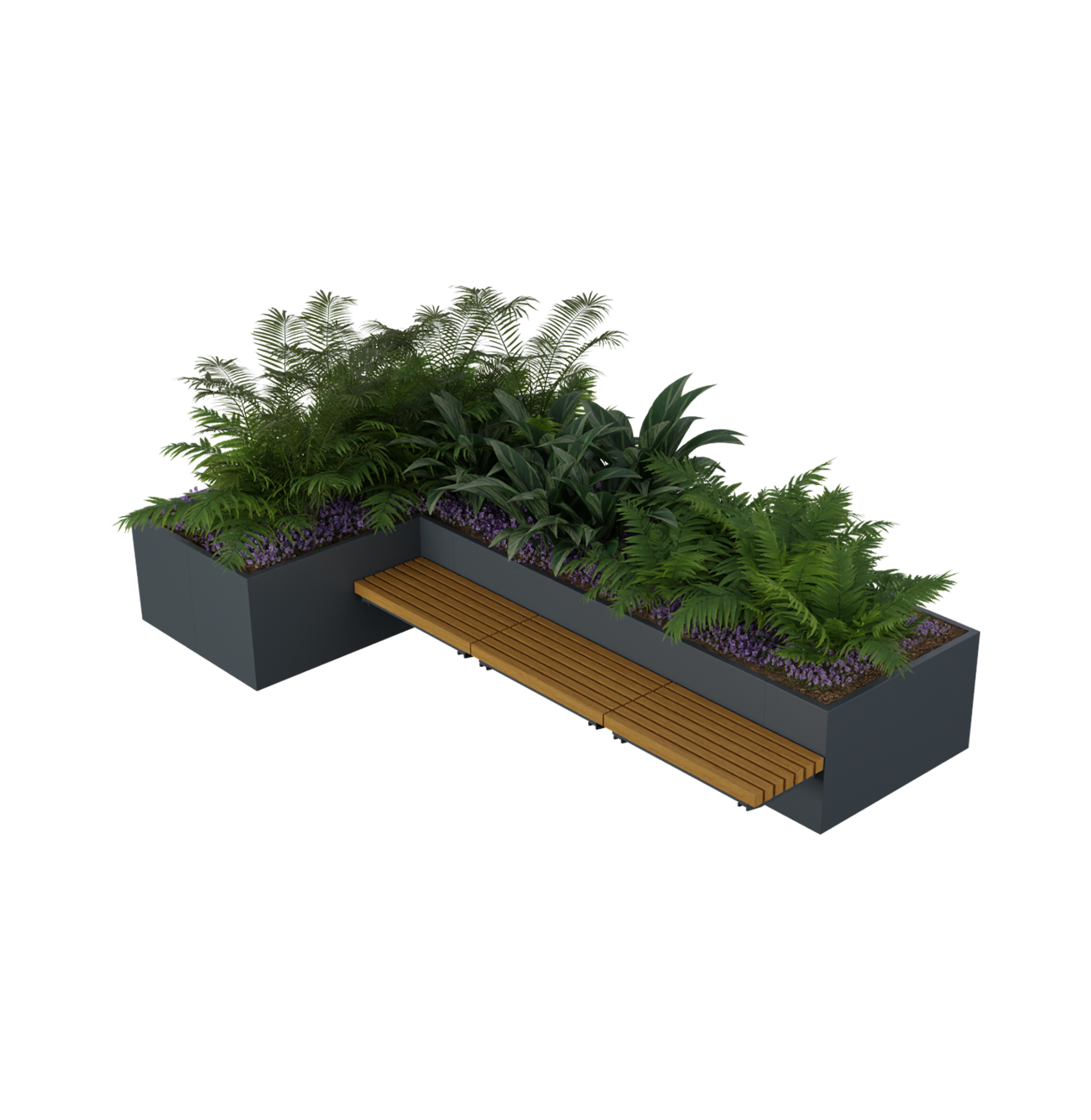 Cantilever long slat bench