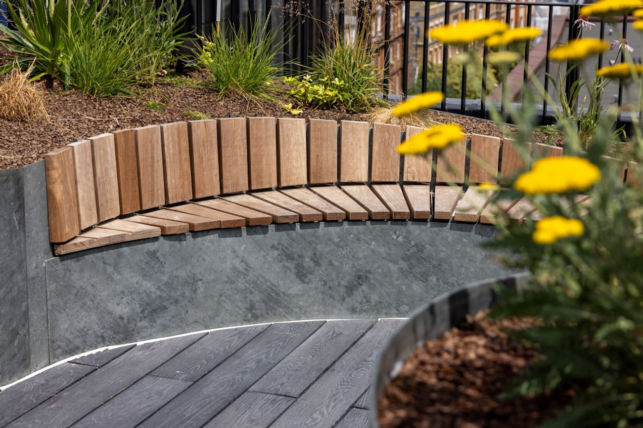 Integrated planter bench