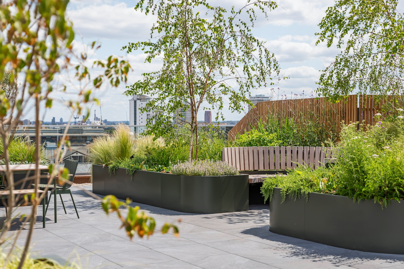curved terrace planter